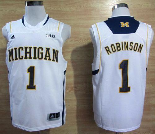 Wolverines #1 Glenn Robinson III White Basketball Stitched NCAA Jersey