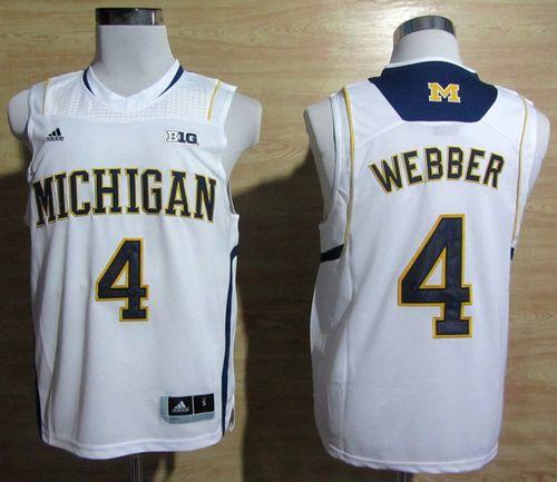 Wolverines #4 Chris Webber White Basketball Stitched NCAA Jersey