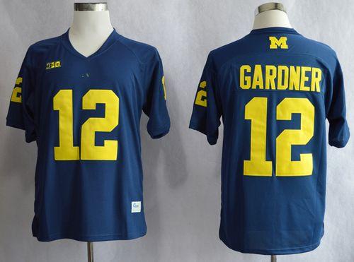 Wolverines #12 Devin Gardner Blue Big 10 Patch Stitched NCAA Jersey