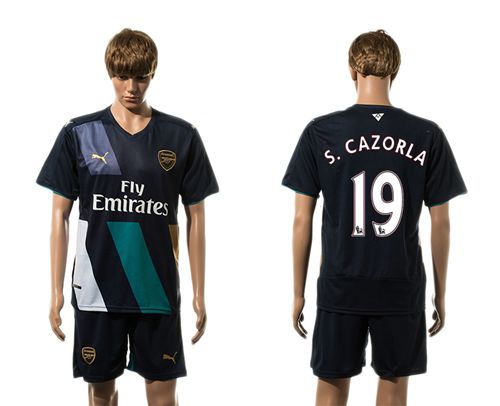 Arsenal #19 S.Cazorla Dark Blue Soccer Club Jersey