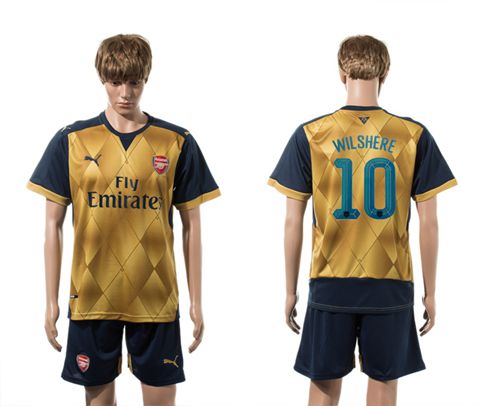Arsenal #10 Wilshere UEFA Champions Gold Soccer Club Jersey