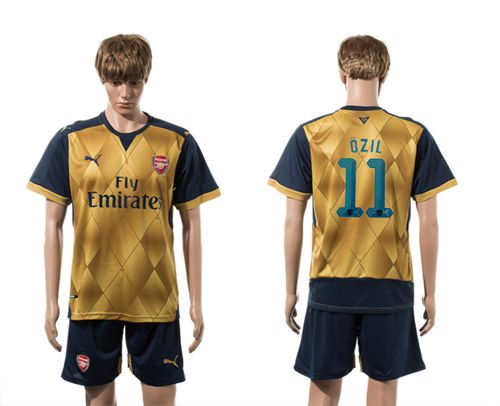 Arsenal #11 Ozil UEFA Champions Gold Soccer Club Jersey