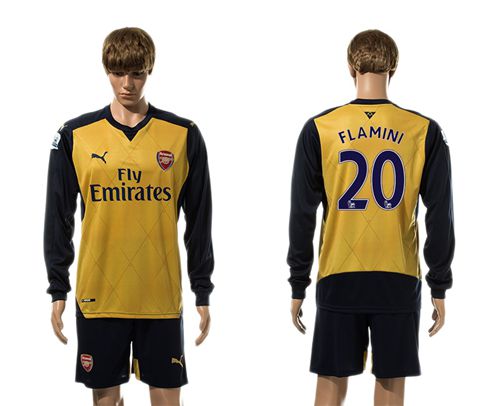 Arsenal #20 Flamini Gold Long Sleeves Soccer Club Jersey