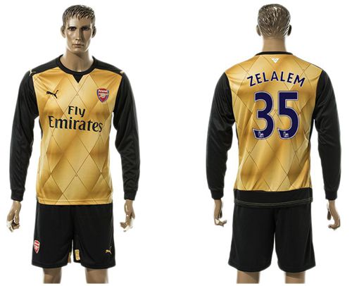 Arsenal #35 Zelalem Gold Long Sleeves Soccer Club Jersey