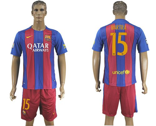 Barcelona #15 Champions Home Soccer Club Jersey