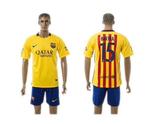 Barcelona #15 Bartra Away Soccer Club Jersey