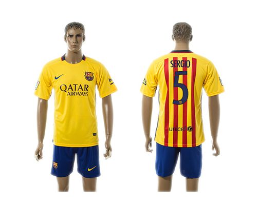 Barcelona #5 Sergio Away Soccer Club Jersey