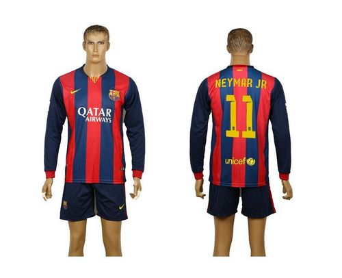 Barcelona #11 Neymar Jr Home Long Sleeves Soccer Club Jersey