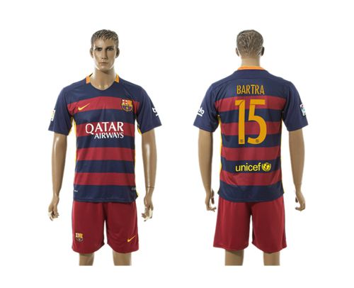 Barcelona #15 Bartra Home Soccer Club Jersey