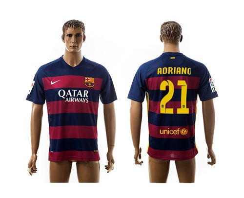Barcelona #21 Adriano Home Soccer Club Jersey