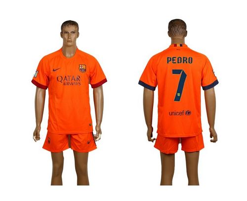 Barcelona #7 Pedro Away Soccer Club Jersey