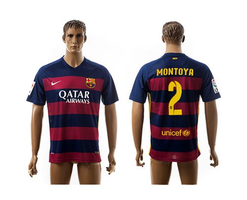 Barcelona #2 Montoya Home Soccer Club Jersey
