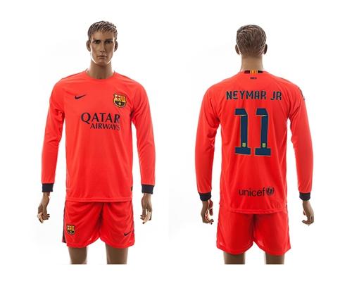 Barcelona #11 Neymar Jr Away Long Sleeves Soccer Club Jersey
