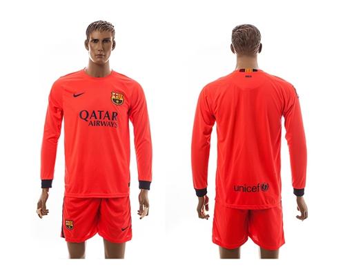 Barcelona Blank Away Long Sleeves Soccer Club Jersey