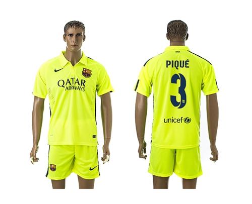 Barcelona #3 Pique Away Soccer Club Jersey