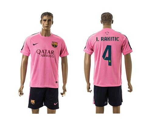 Barcelona #4 I.Rakitic Pink Training Soccer Club Jersey