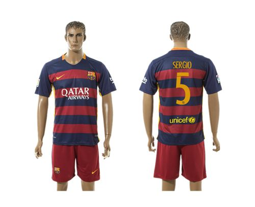 Barcelona #5 Sergio Home Soccer Club Jersey