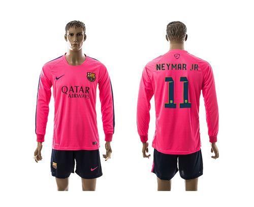 Barcelona #11 Neymar Jr Pink Training Long Sleeves Soccer Club Jersey