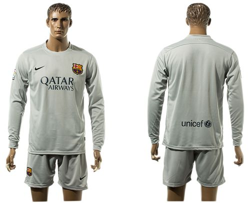 Barcelona Blank Grey Long Sleeves Soccer Club Jersey