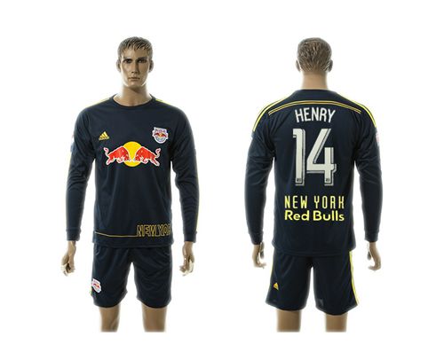 Red Bull #14 Henry Away Long Sleeves Soccer Club Jersey