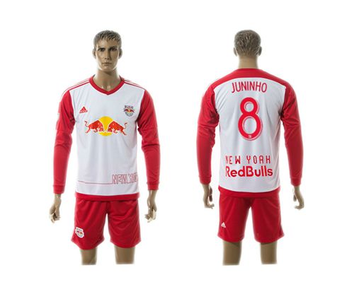 Red Bull #8 Juninho Home Long Sleeves Soccer Club Jersey