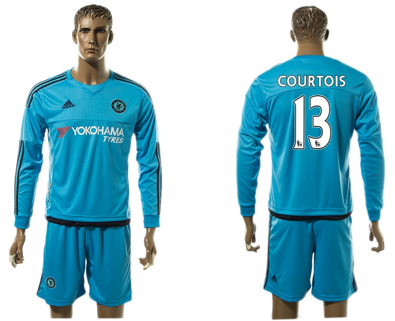 Chelsea #13 Courtois Blue Goalkeeper Long Sleeves Soccer Club Jersey