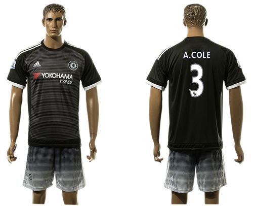 Chelsea #3 A.Cole Black Soccer Club Jersey