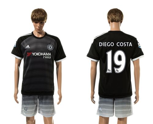 Chelsea #19 Diego Costa Black Soccer Club Jersey