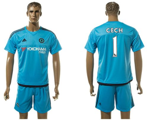 Chelsea #1 Cech Blue Goalkeeper Soccer Club Jersey