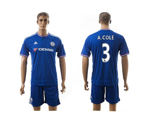 Chelsea #3 A.Cole Blue Soccer Club Jersey