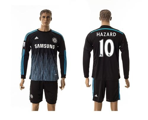 Chelsea #10 Hazard Away Long Sleeves Soccer Club Jersey