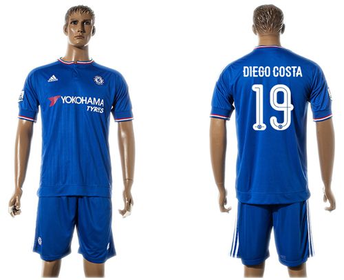 Chelsea #19 Diego Costa UEFA Champions Blue Soccer Club Jersey