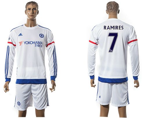 Chelsea #7 Ramires Away Long Sleeves Soccer Club Jersey