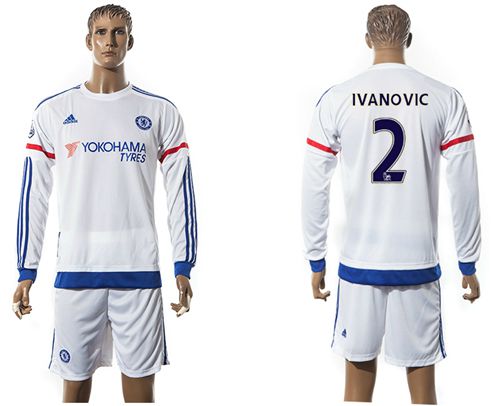 Chelsea #2 Ivanovic Away Long Sleeves Soccer Club Jersey