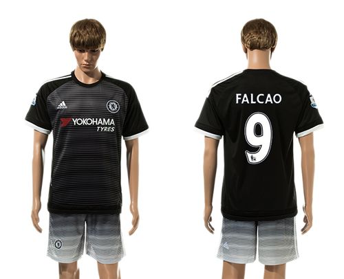 Chelsea #9 Falcao Black Soccer Club Jersey