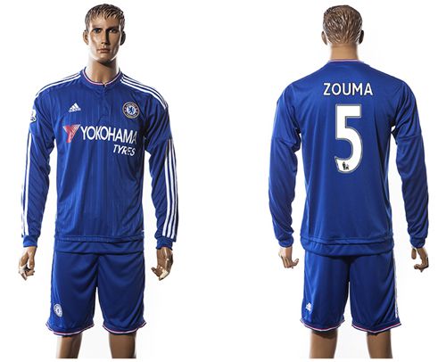 Chelsea #5 Zouma New Blue Long Sleeves Soccer Club Jersey