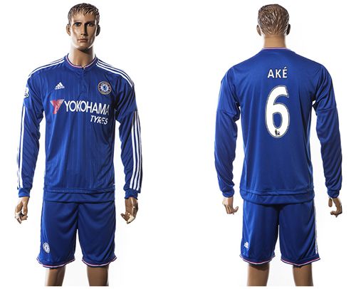 Chelsea #6 Ake New Blue Long Sleeves Soccer Club Jersey