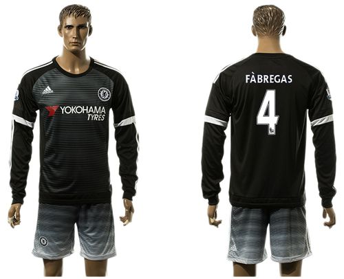 Chelsea #4 Fabregas Black Long Sleeves Soccer Club Jersey