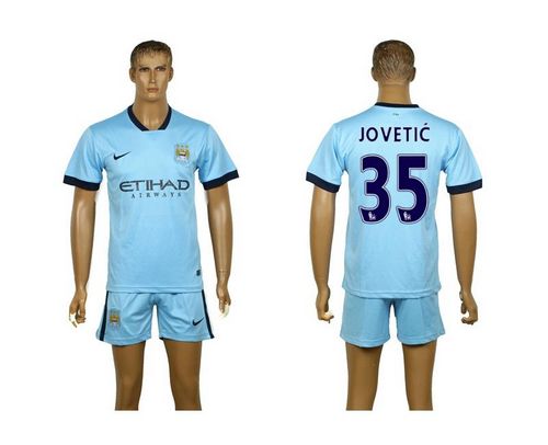 Manchester City #35 Jovetic Blue Home Soccer Club Jersey