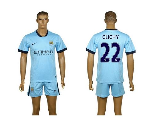 Manchester City #22 Clichy Blue Home Soccer Club Jersey