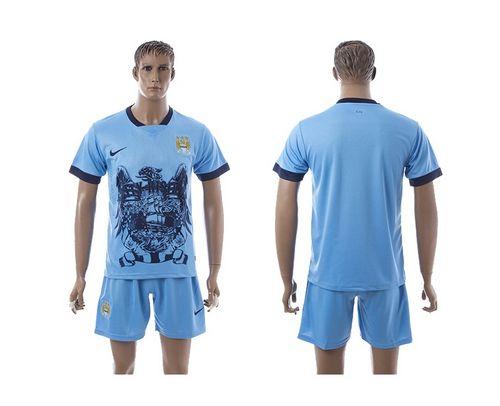 Manchester City Blank Blue Home Totem Soccer Club Jersey