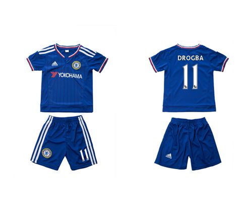 Chelsea #11 Drogba Blue Home Kid Soccer Club Jersey