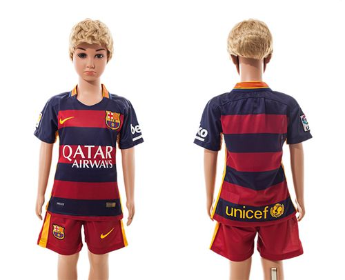 Barcelona Blank Home(Red Shorts) Kid Soccer Club Jersey