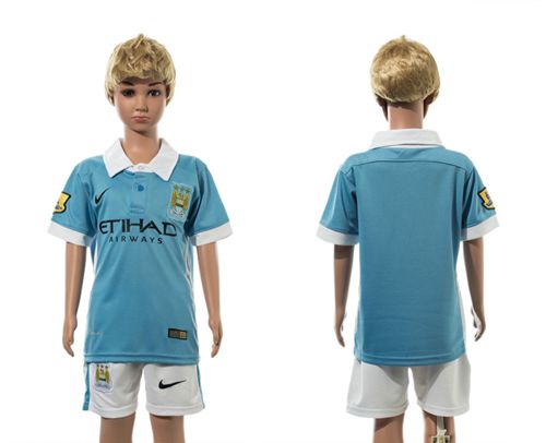 Manchester City Blank Home Kid Soccer Club Jersey