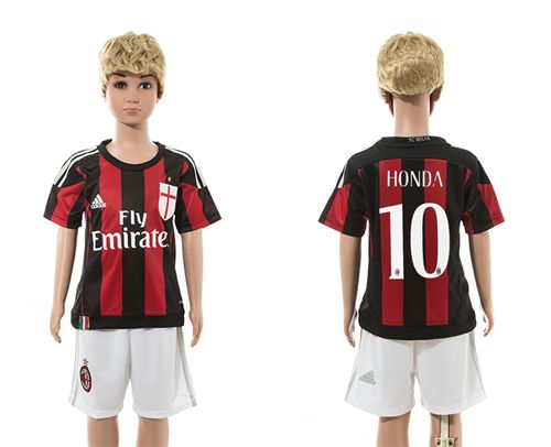 AC Milan #10 Honda Home Kid Soccer Club Jersey