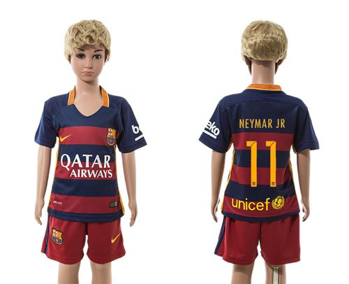 Barcelona #11 Neymar Jr Home(Red Shorts) Kid Soccer Club Jersey