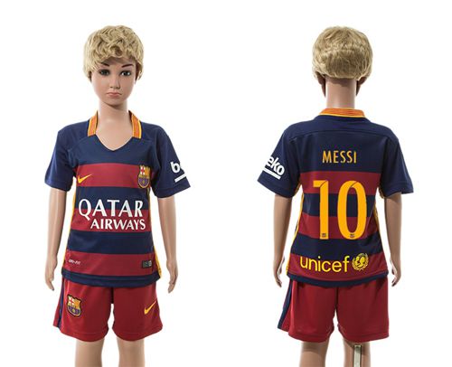 Barcelona #10 Messi Home(Red Shorts) Kid Soccer Club Jersey