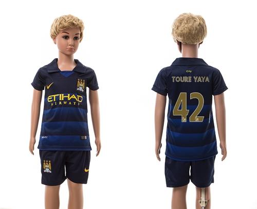 Manchester City #42 Toure YAYA Away Kid Soccer Club Jersey