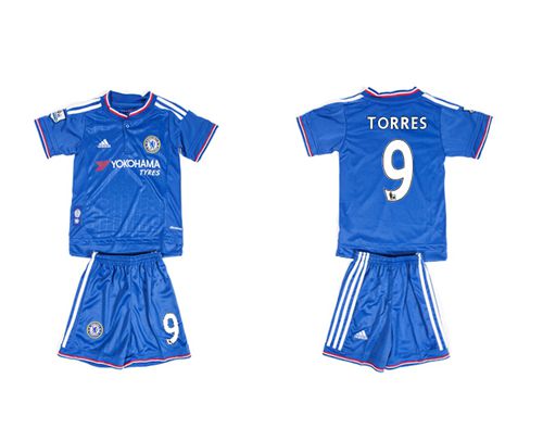 Chelsea #9 Torres Blue Home Kid Soccer Club Jersey