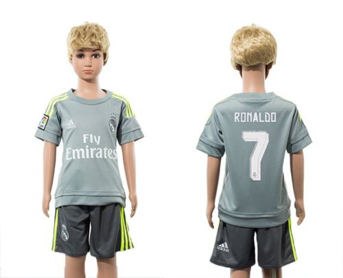 Real Madrid #7 Ronaldo Grey Kid Soccer Club Jersey